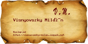 Visnyovszky Milán névjegykártya